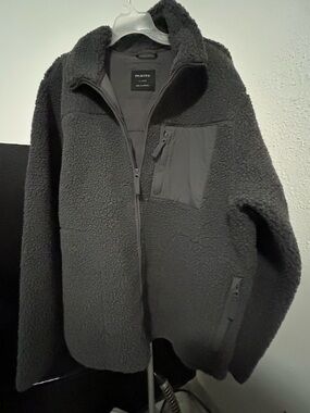 Primark Dark Gray Sherpa Zip Jacket